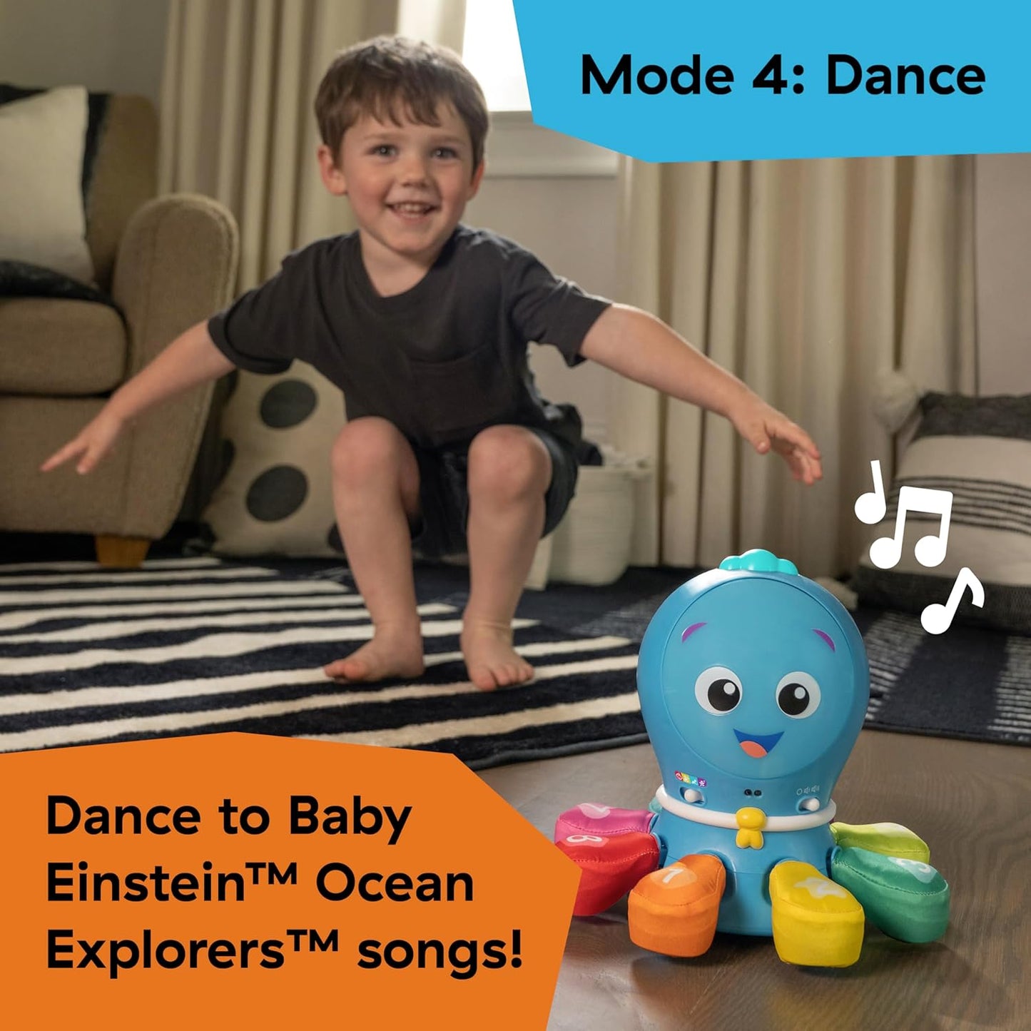 Baby Einstein Exploradores Oceánicos Go Opus Go juguete de aprendizaje de actividad de gateo y persecución 4 en 1, música y luces, para niños de 3 meses a 5 años