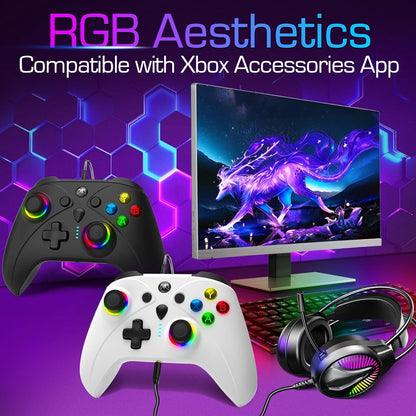 UGAME Controlador Xbox con Cable para X Box Series X S One PC PS4 Switch, Controladores de Juego con Frecuencia de Sondeo de 1000Hz Sin Deriva del Joystick, Paletas Personalizadas Remoto Turbo