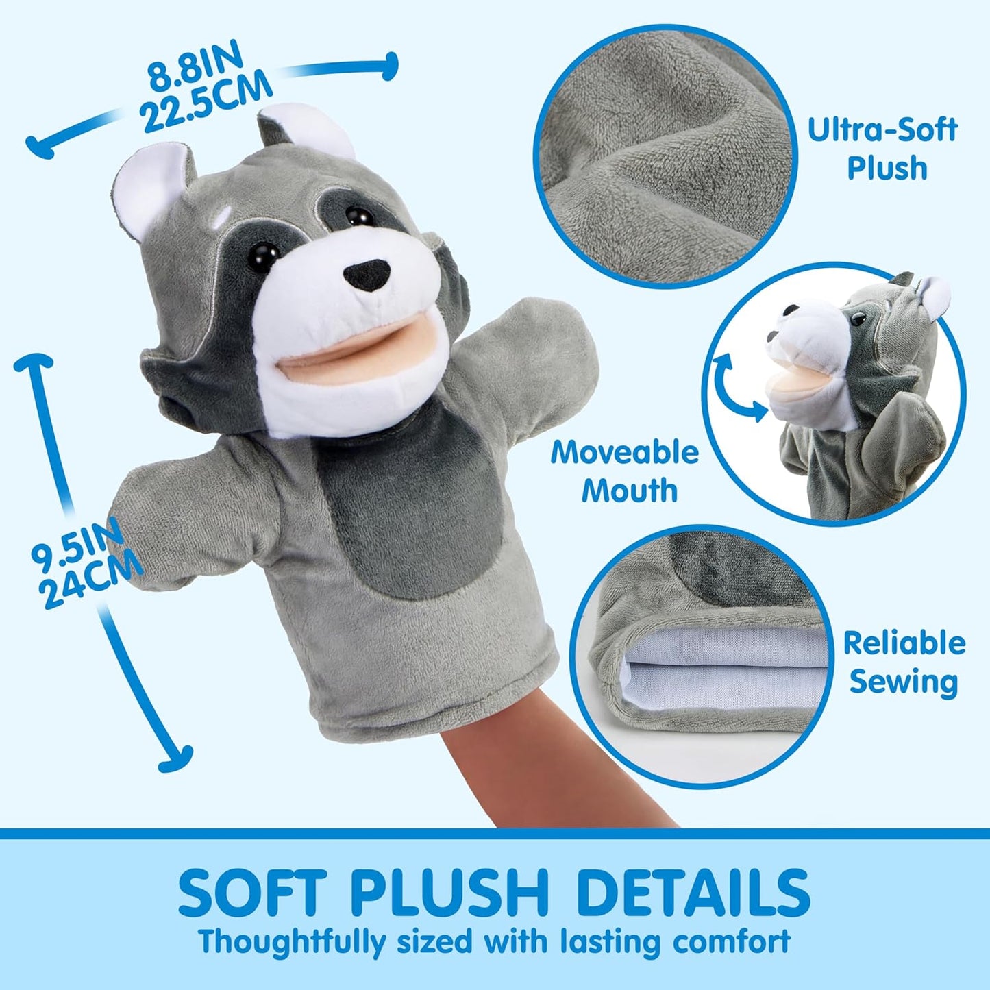JOYIN 6Pcs Kids Hand Puppet Set with Working Mouth, Toddler Plush T...