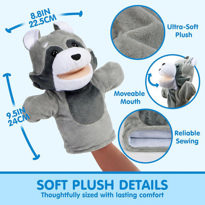 JOYIN 6Pcs Kids Hand Puppet Set with Working Mouth, Toddler Plush T...