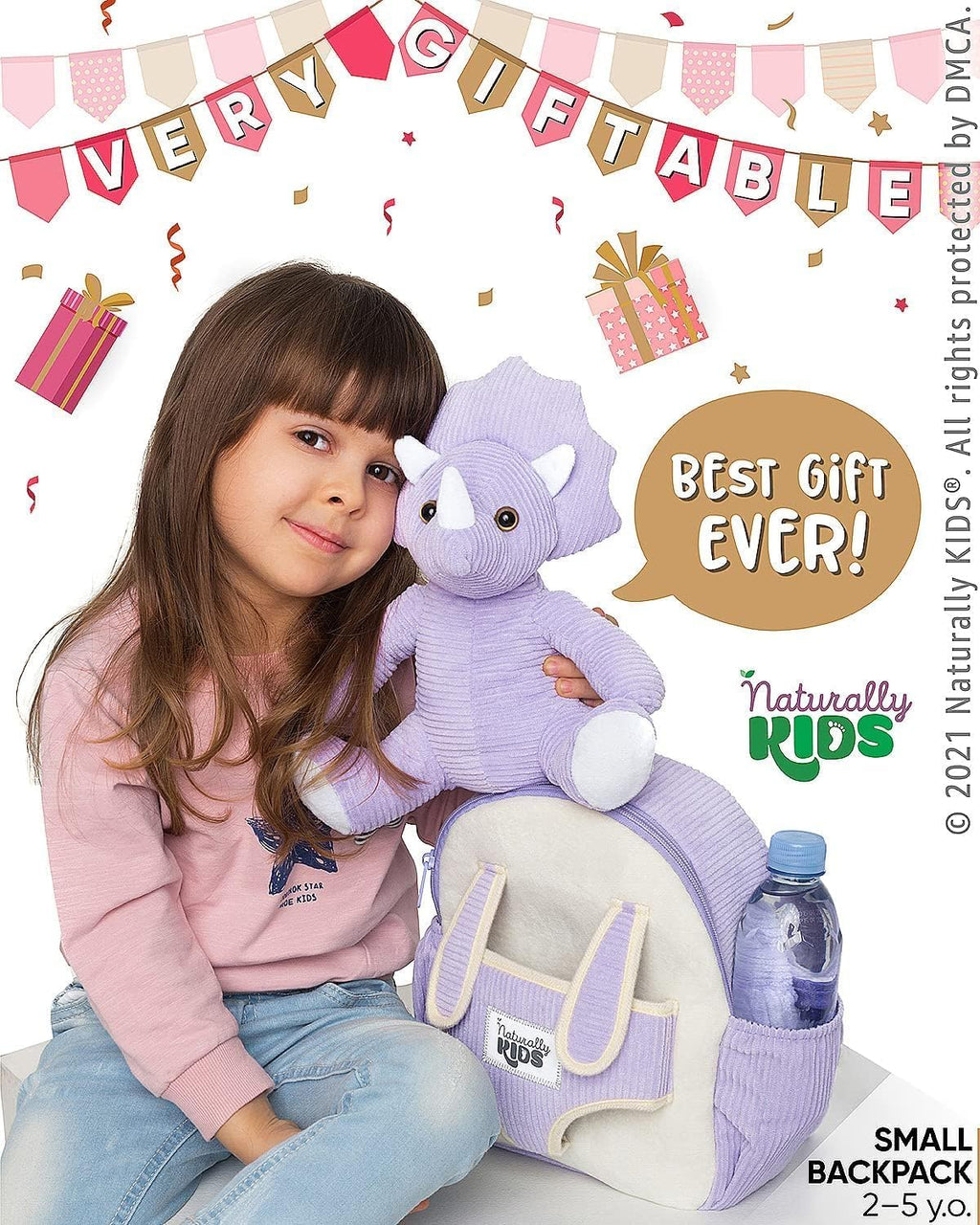 Naturally KIDS Mochila para niños pequeños con juguete Triceratops...