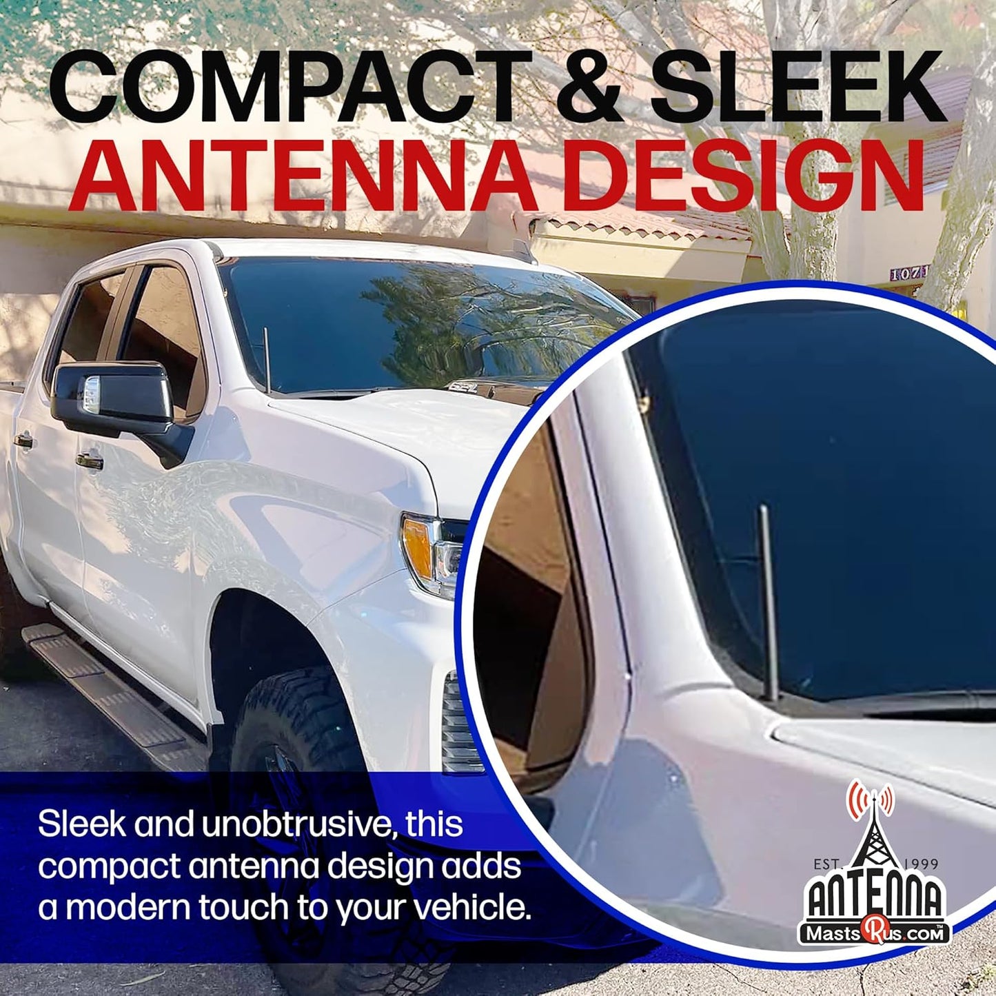 AntennaMastsRus Antena de Goma Corta se Ajusta a Chevrolet Silverado 1500 (2006-2026), La Original de 6 3/4 Pulgadas, A Prueba de Lavado de Automóvil, Goma EPDM Duradera, Bobina de Cobre Interna para