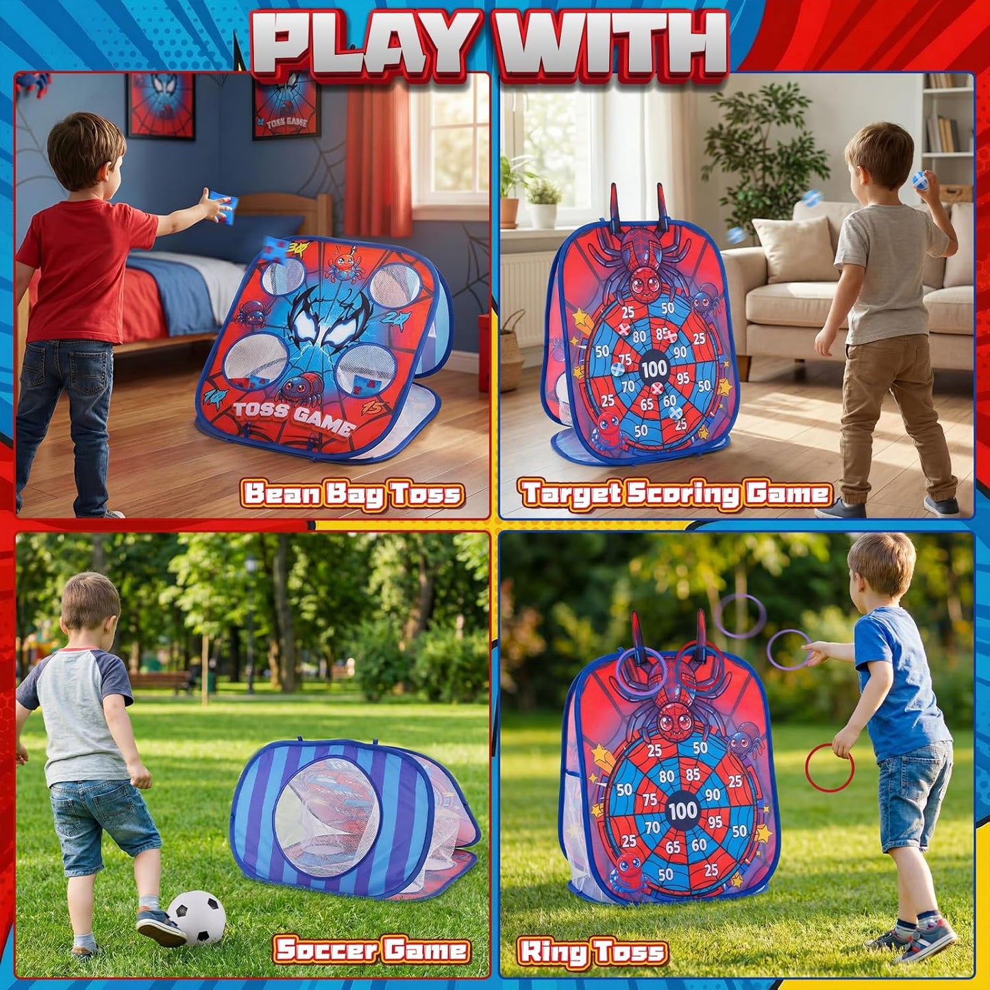Bean Bag Toss Game for Kids - Cornhole Board Outdoor Toys for Toddl...
