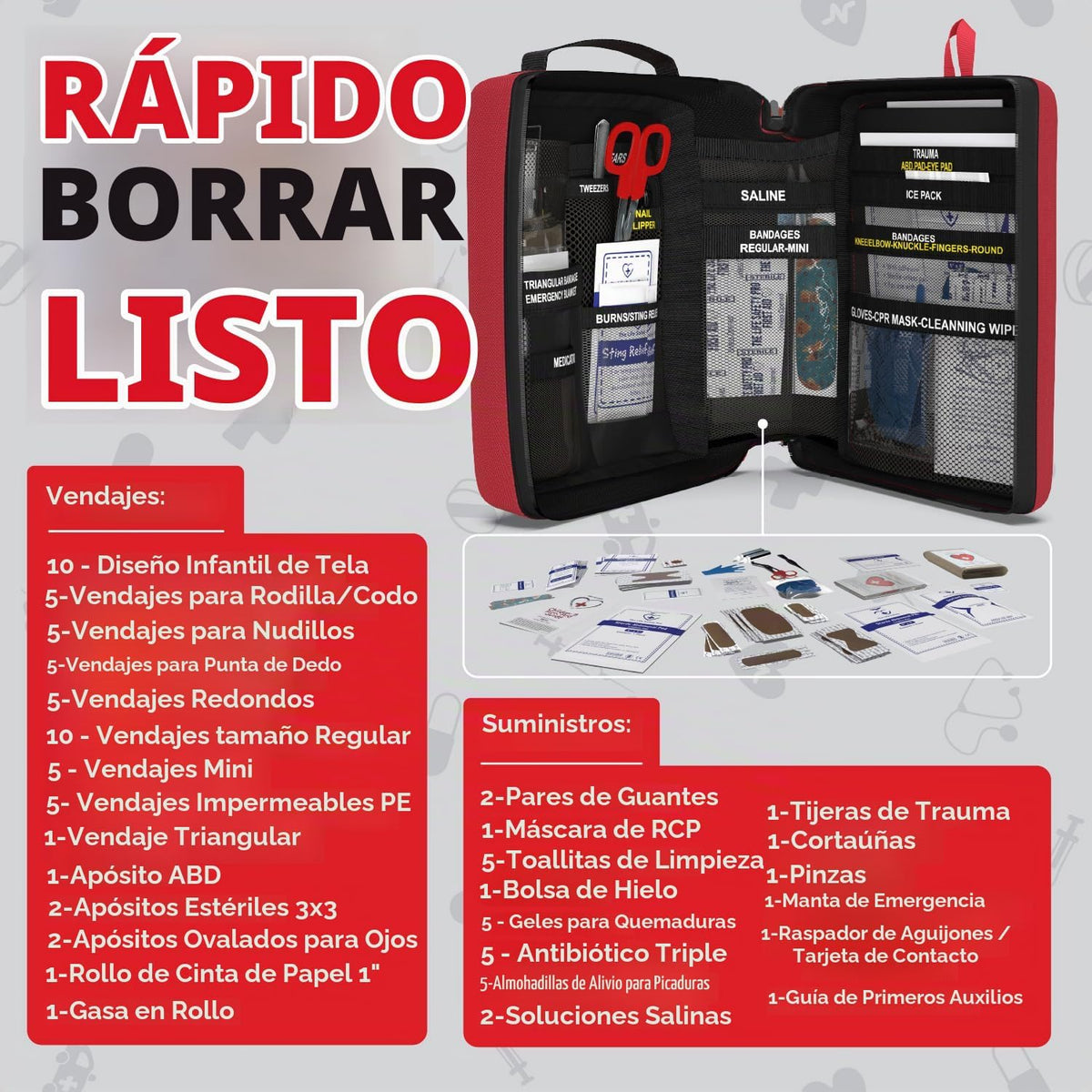 Kit de primeros auxilios portátil para niños con protector de RCP -...