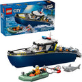 LEGO City Persecución de Barcos Policiales - Juguete de construcción para niños, juego de simulación para niños y niñas, a partir de 6 años, bloques de construcción con 2 juguetes de barcos flotantes