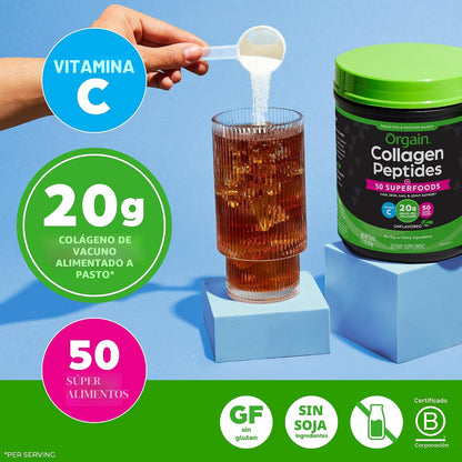 Orgain - Polvo de colágeno hidrolizado + 50 superalimentos orgánico...