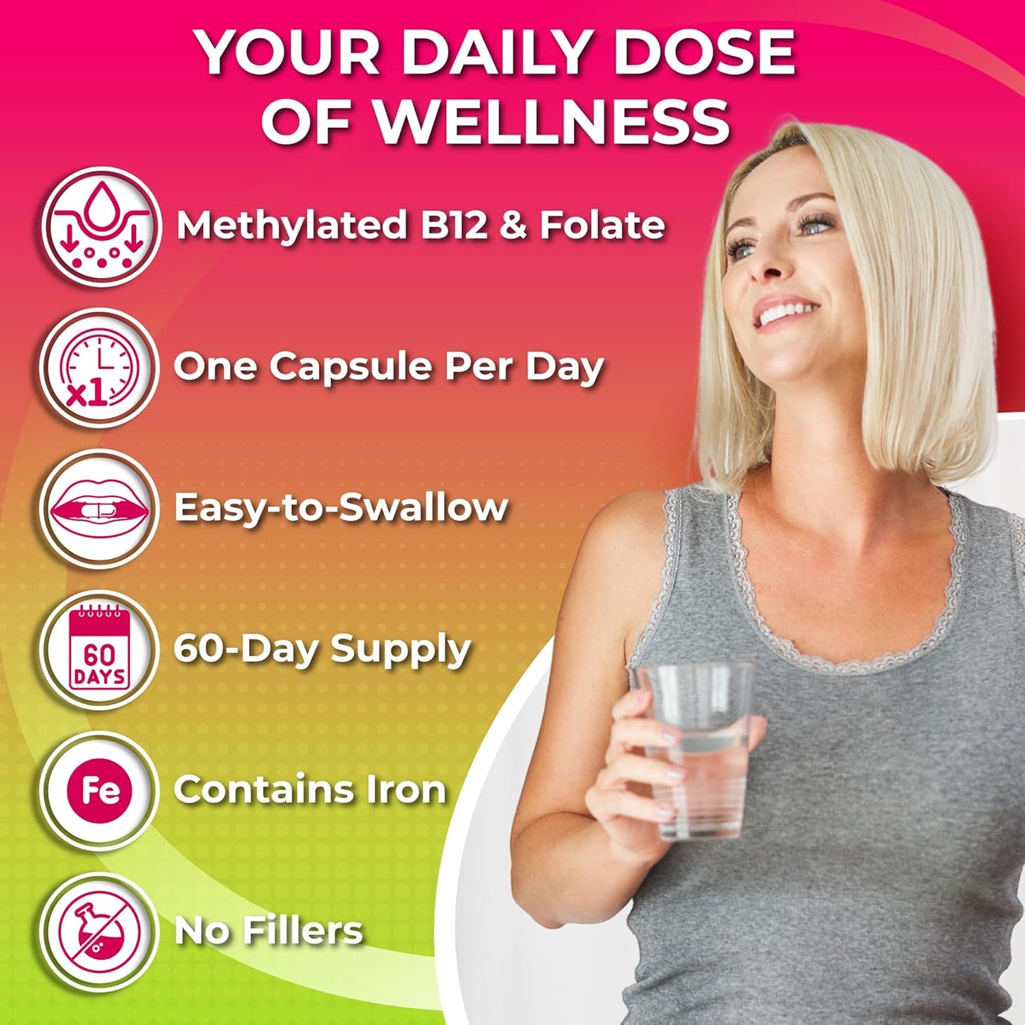 Multivitamínico diario para mujeres con hierro - Multivitamínico ve...