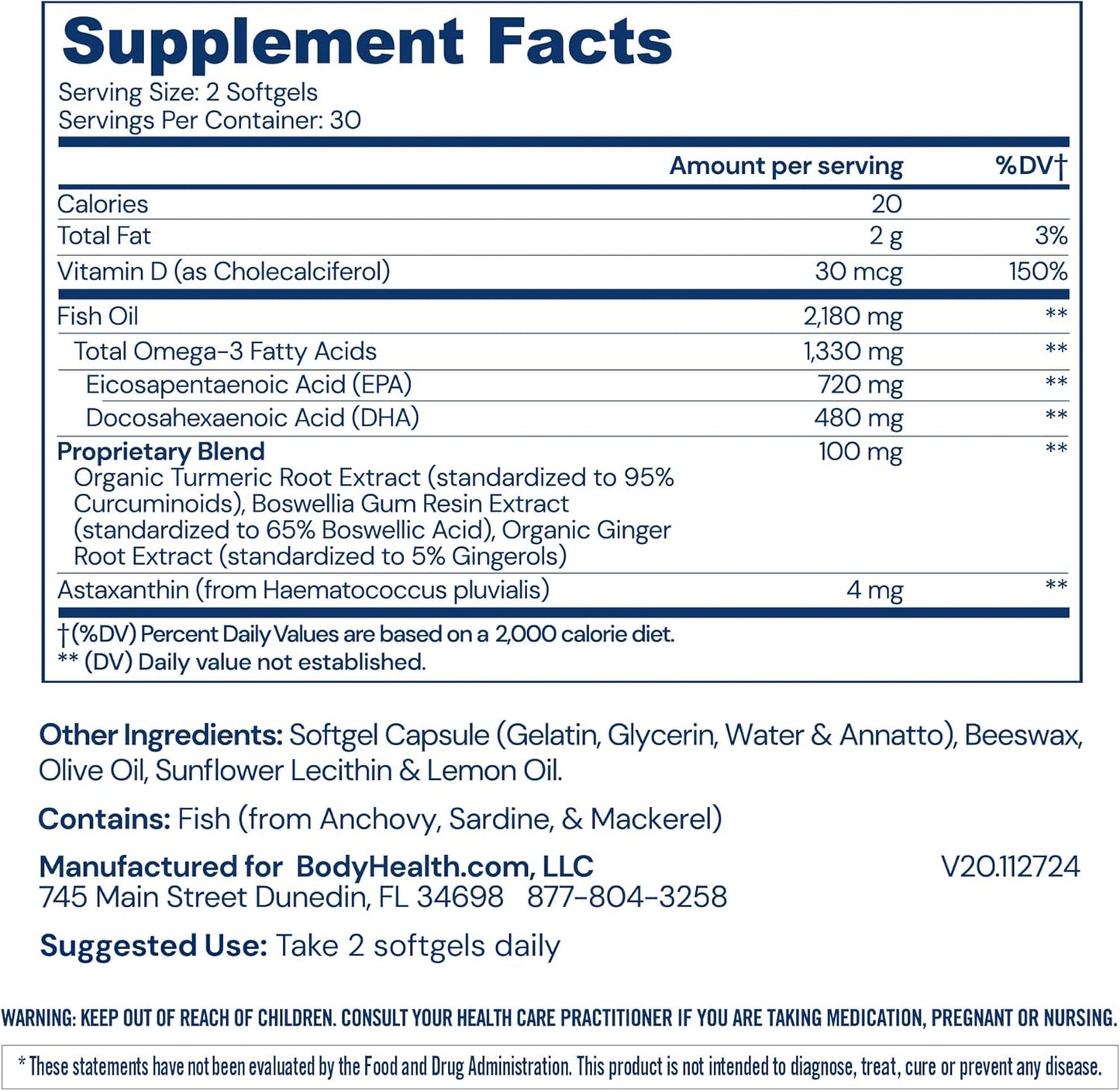 BodyHealth Omega 3 Health, Suplemento de aceite de pescado para muj...