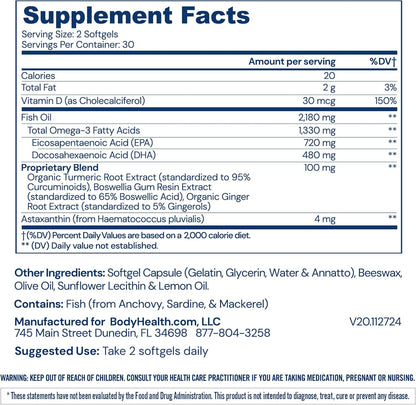 BodyHealth Omega 3 Health, Suplemento de aceite de pescado para muj...
