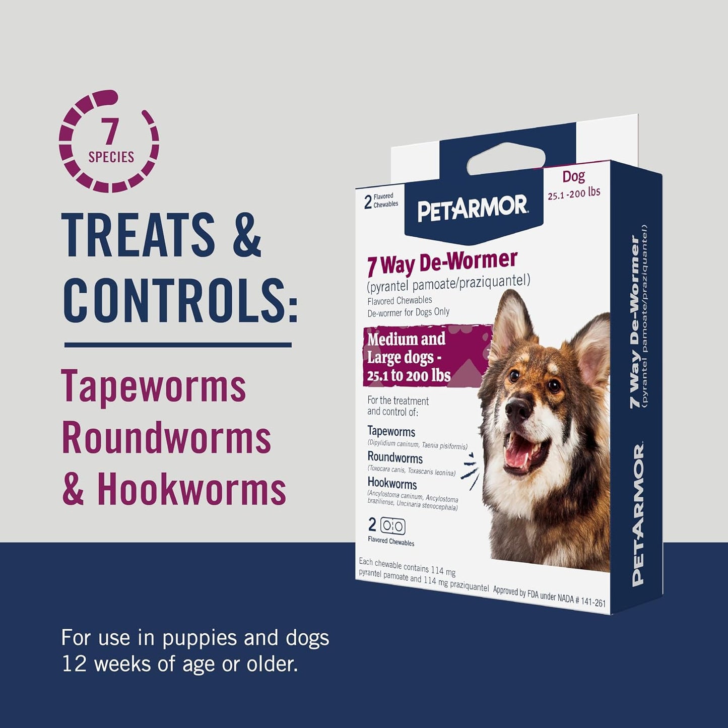 PetArmor - Desparasitador de 7 vías para perros, tratamiento oral p...