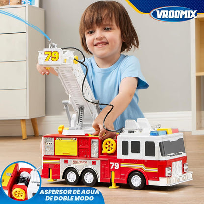 JOYIN Camión de Bomberos Extra Grande para Niños Pequeños con Escalera de 33 Pulgadas, Luces y Bomba Rociadora, Vehículo de Emergencia Grande, Juguetes para Niños de 3, 4, 5, 6, 7 Años de Edad, Regalo