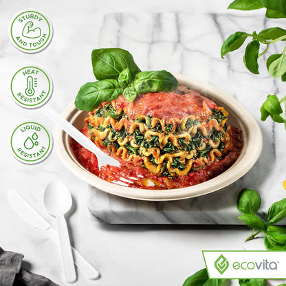 Ecovita Cuchillos 100% compostables \u2013 500 utensilios desechabl...