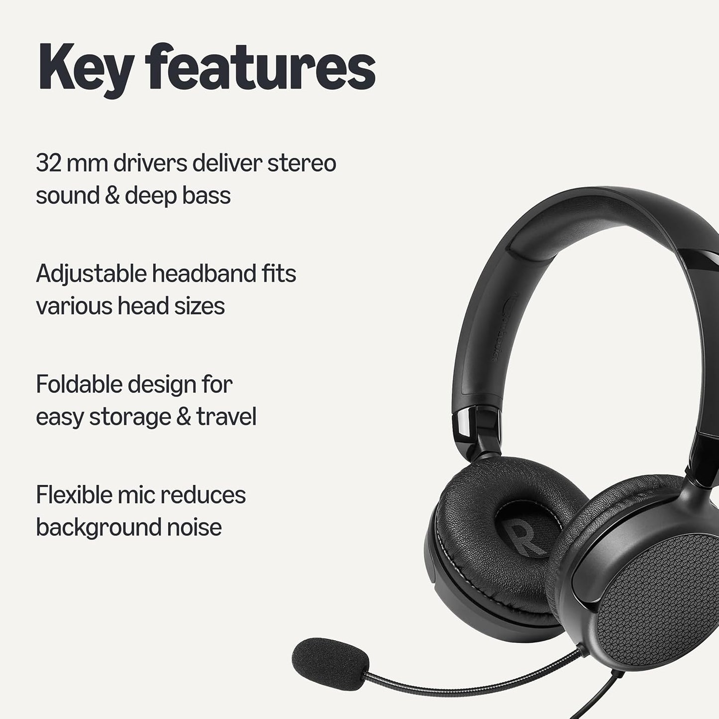 Amazon Basics Auriculares con cable para computadora con micrófono...