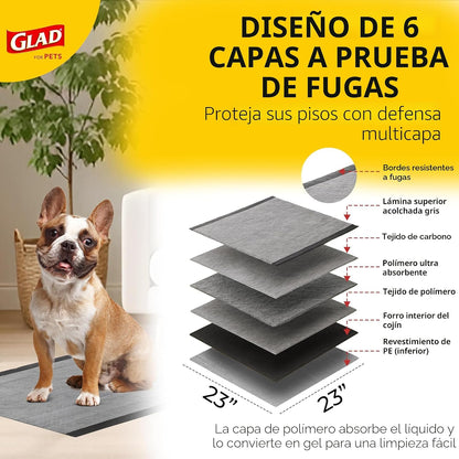 Glad para Mascotas Almohadillas de Carbón Negro para Cachorros, Alm...