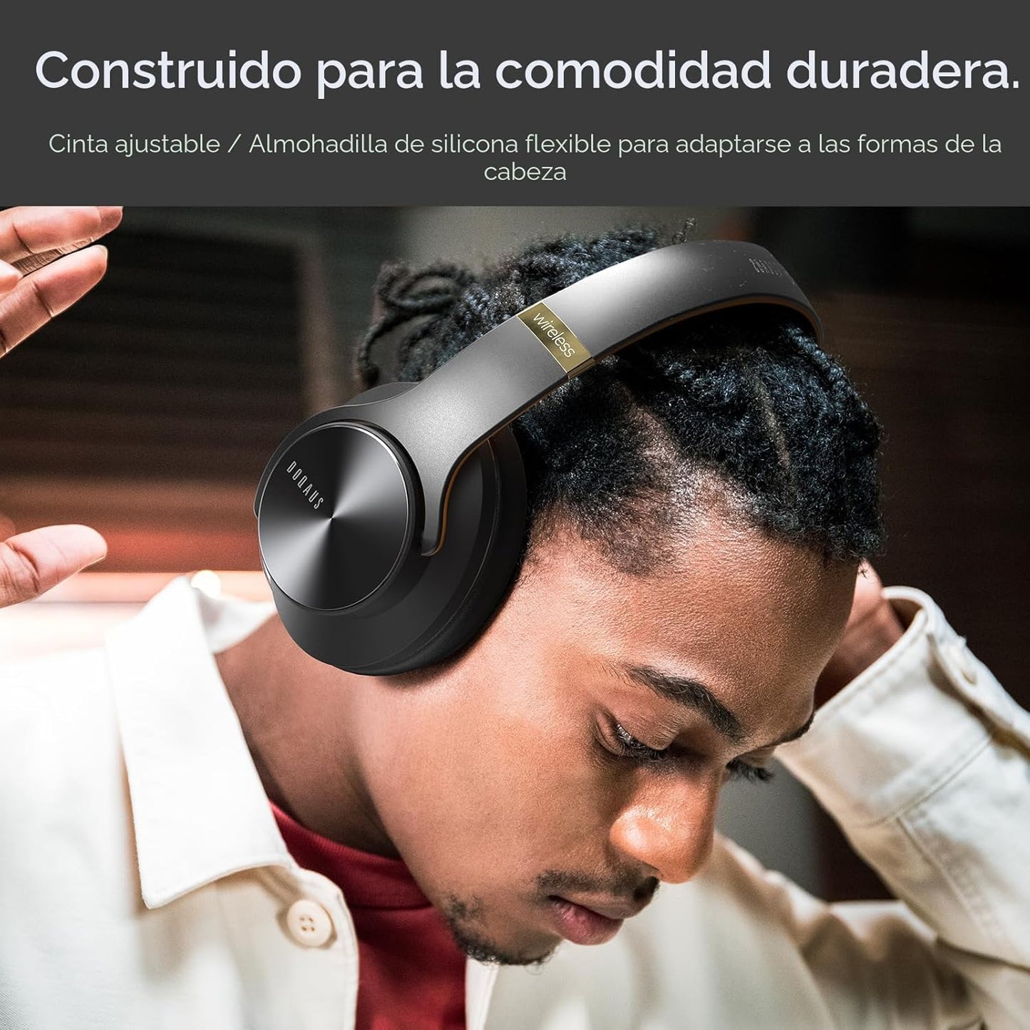 DOQAUS Auriculares Bluetooth sobre la oreja, tiempo de reproducción...