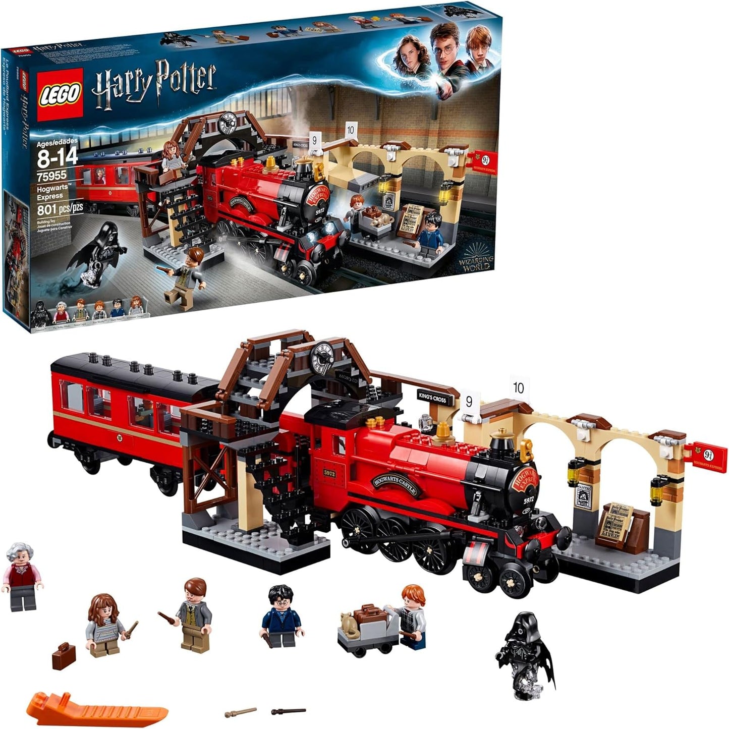 LEGO Harry Potter Hogwarts Express 75955 - Juego de construcción de tren de juguete que incluye tren modelo y minifiguras de Harry Potter, Hermione Granger y Ron Weasley (801 piezas)