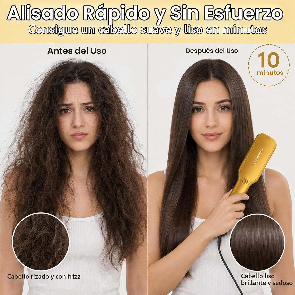 MEGAWISE - Cepillo alisador de pelo, cepillo térmico de cerámica pa...
