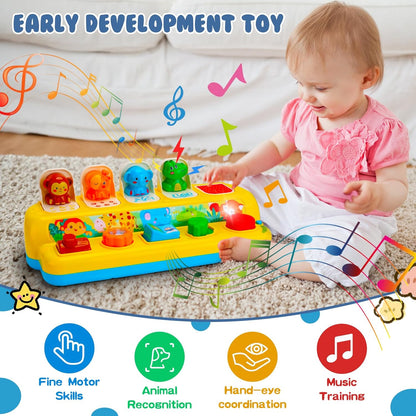 Juguetes interactivos emergentes de animales con música y luz, juguetes Montessori de causa y efecto para niños y niñas de 1 año, juguete musical educativo para bebés de 9-12-18 meses, juguete STEM