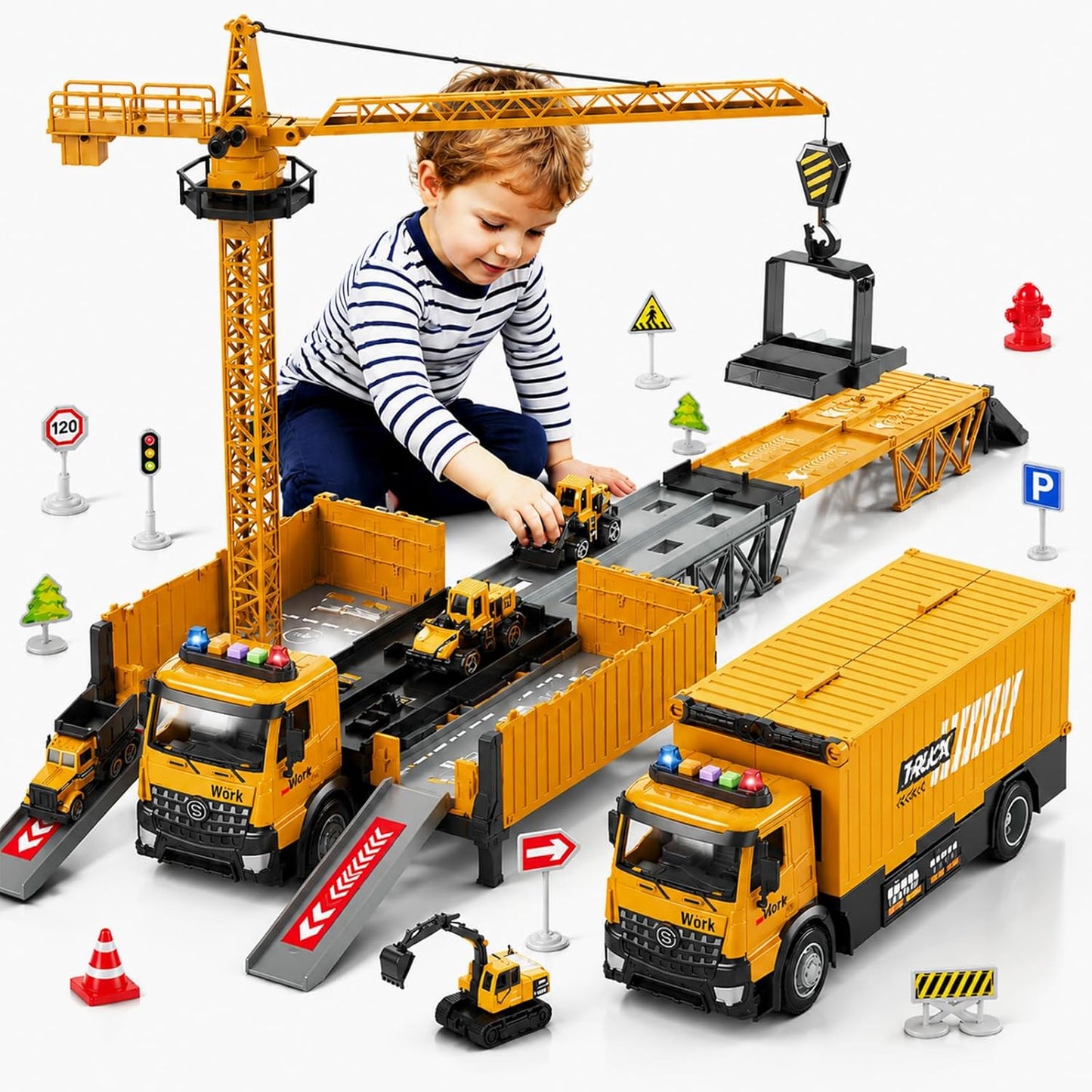 Camiones Transportadores de Carreras para Niños, Juguetes de Camion...