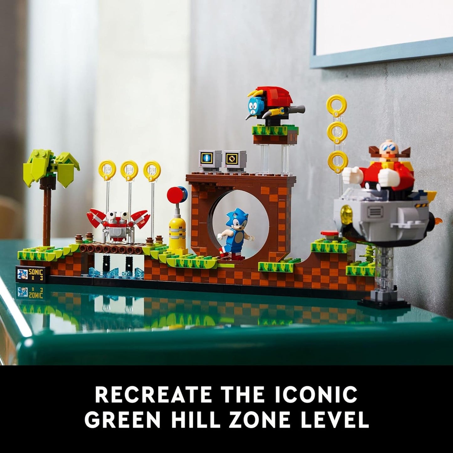 LEGO Ideas Sonic The Hedgehog - Juego coleccionable Green Hill Zone 21331, idea de regalo nostálgica de los años 90 para adultos con figura de Dr. Eggman y Eggmobile