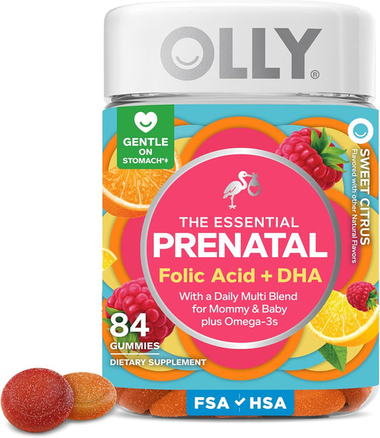 OLLY - Goma multivitamínica prenatal esencial, ácido fólico, vitami...