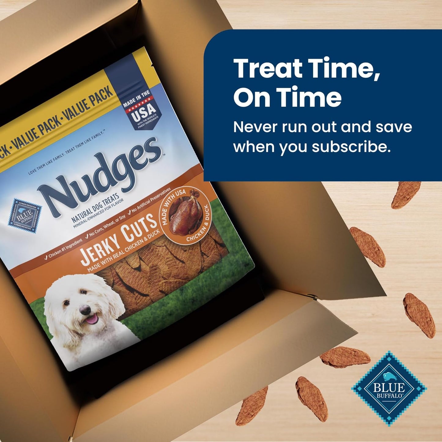 Blue Buffalo Nudges Jerky Cuts - Golosinas para perros, fabricadas...