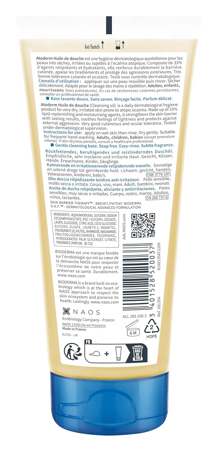 Bioderma Toderm Shower oil - Ultra-nourishing cleansing oil for dry...