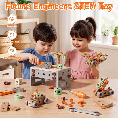 CUTE STONE Juego de 200 herramientas para niños con taladro de jugu...