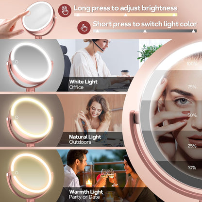B Beauty Planet Espejo de maquillaje con luces, espejo de aumento i...