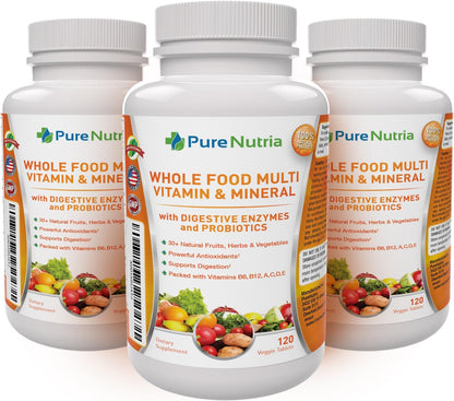 Multivitaminas y minerales integrales con enzimas probióticas \u201...