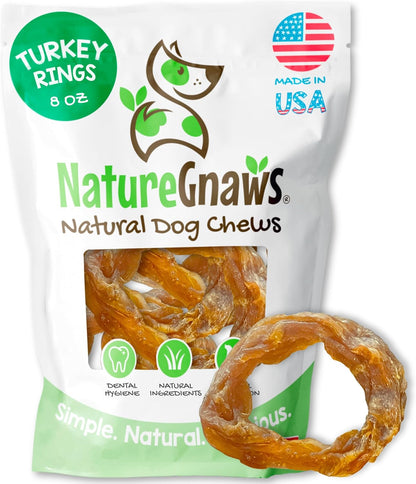 Nature Gnaws Anillos de tendón de pavo de Estados Unidos para perro...