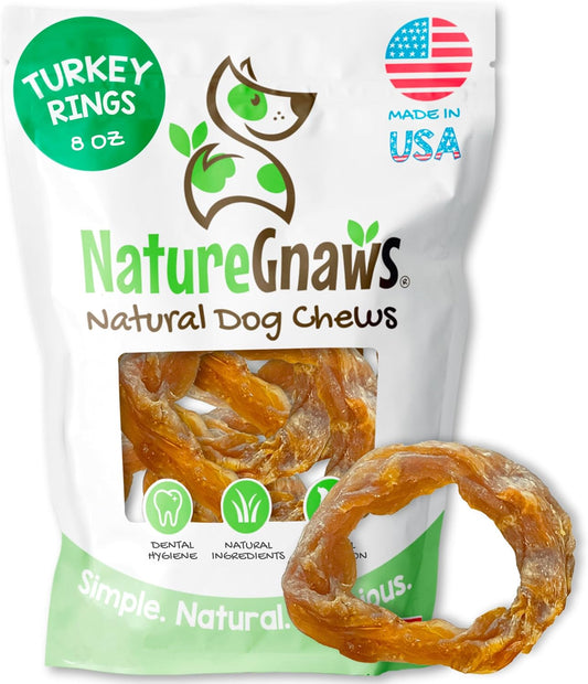 Nature Gnaws Anillos de tendón de pavo de Estados Unidos para perro...