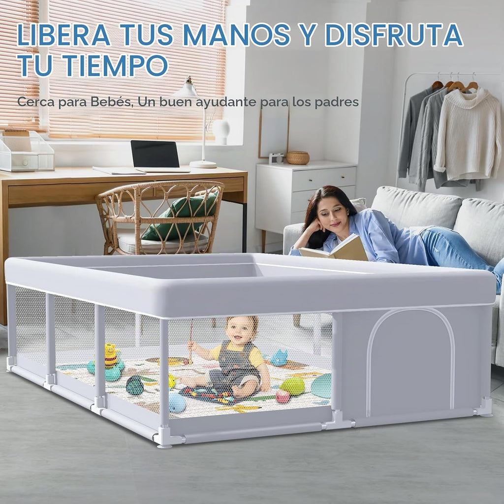 XVISHX Corralito para bebés con paspartú, 74 x 50 pulgadas, corrali...