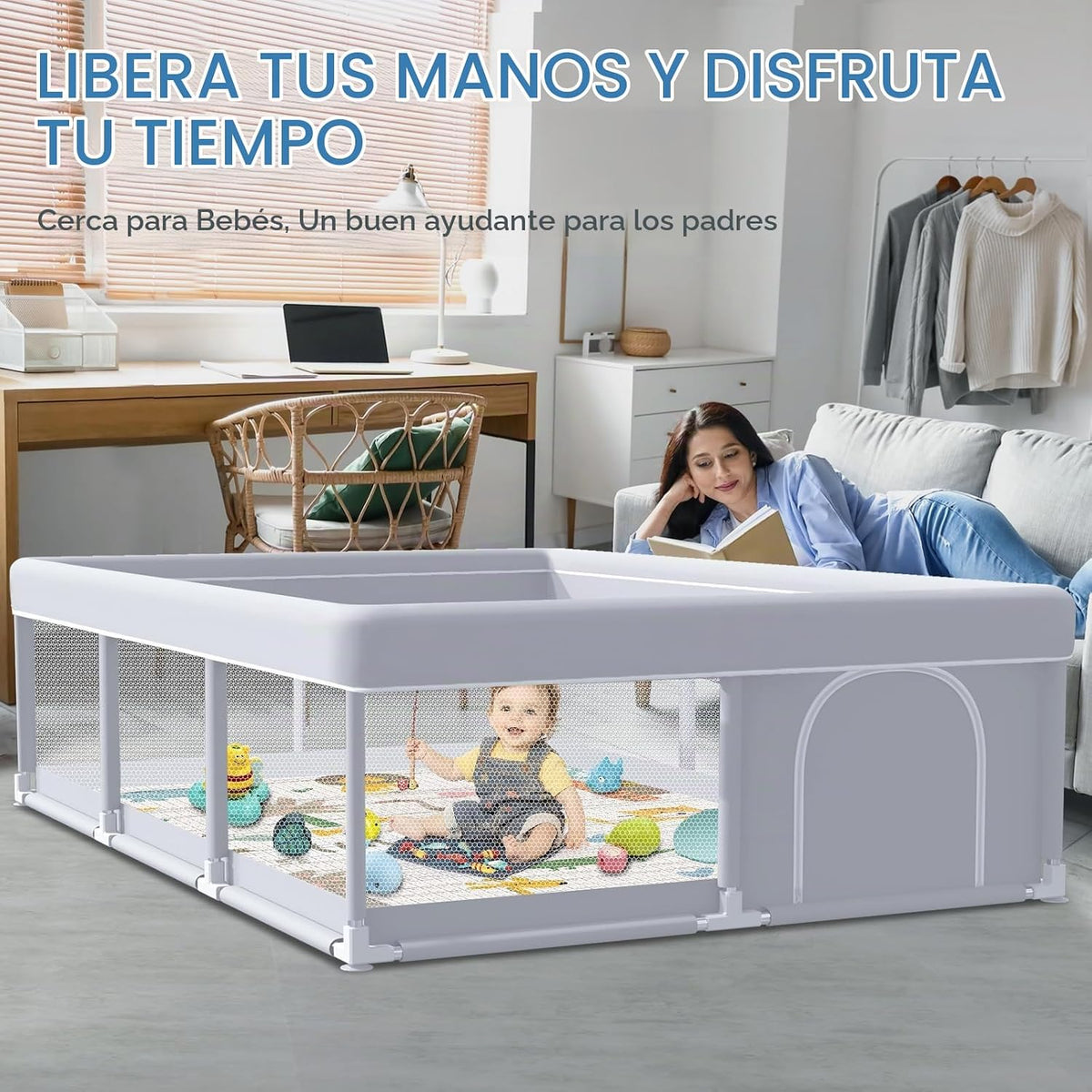 XVISHX Corralito para bebés con paspartú, 74 x 50 pulgadas, corrali...