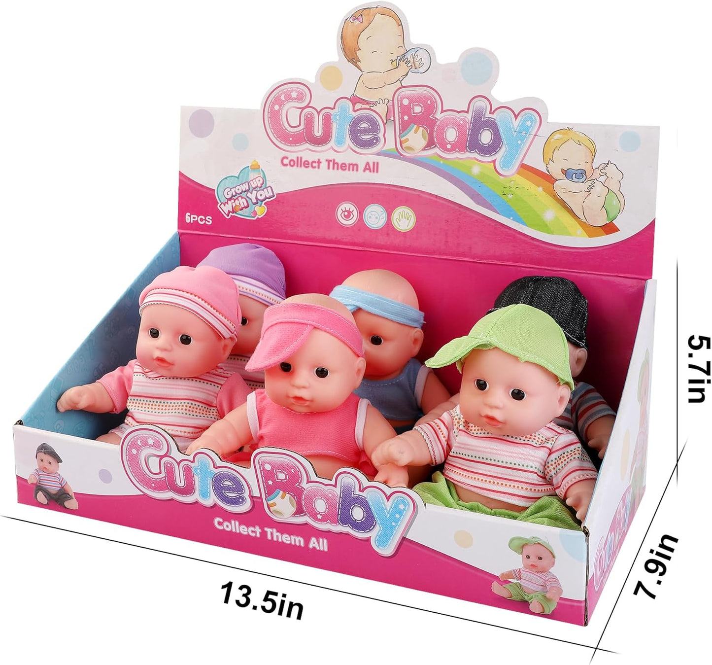 Liberty Imports Paquete de 6 muñecas de bebé, lindas muñecas infant...