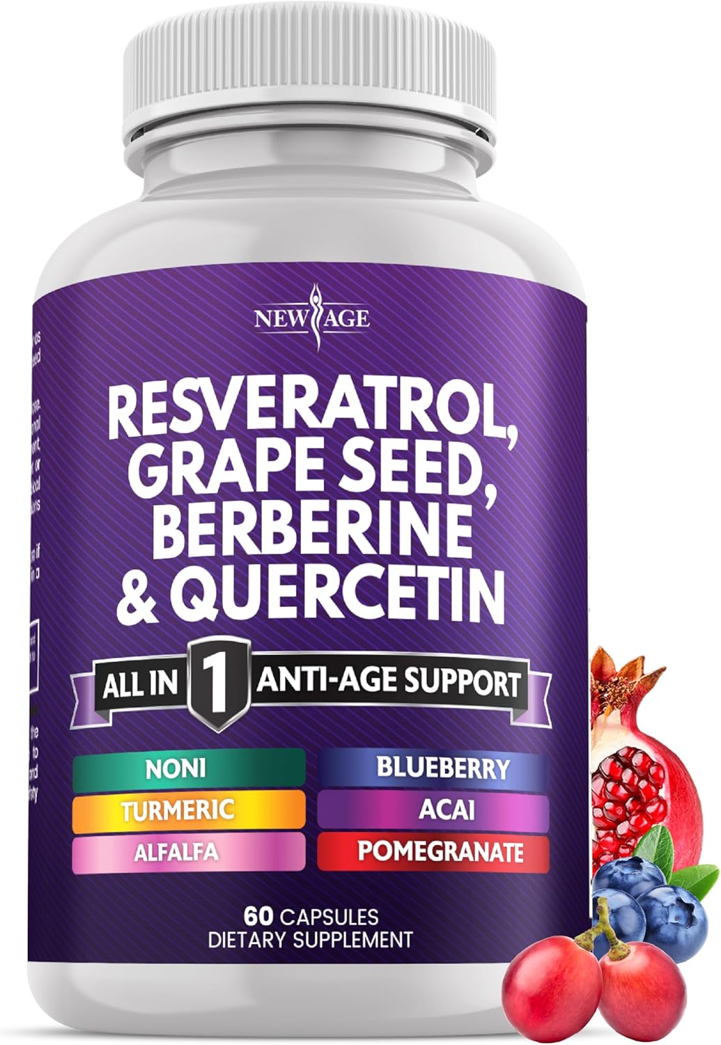 NEW AGE Resveratrol, berberina, extracto de semilla de uva, quercet...