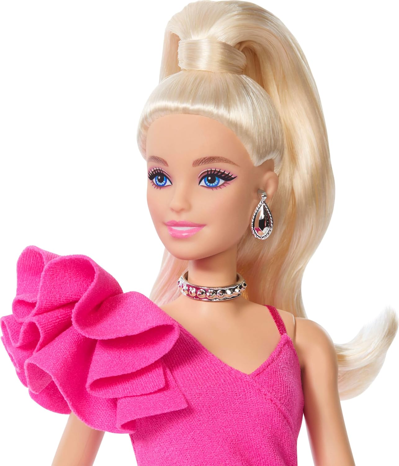 Muñeca Barbie Deluxe #15 con vestido Barbiecore rosa fuerte, coleta...