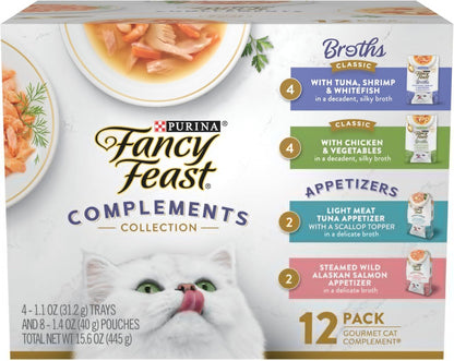 Purina Fancy Feast Colección de Aperitivos y Caldos Lamibles Sin Gr...