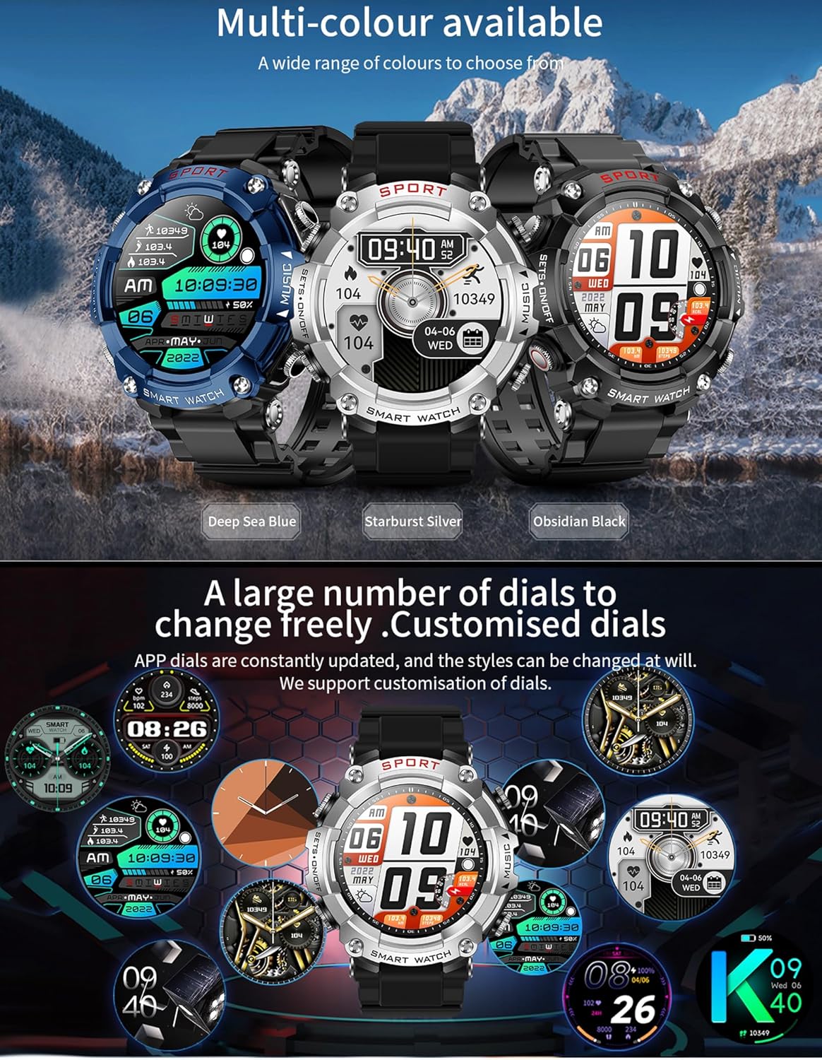 ATEVIX Reloj inteligente militar con auriculares (respuesta\/hacer...