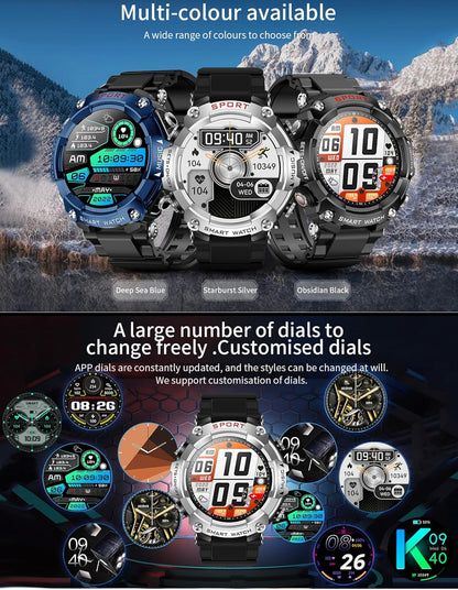 ATEVIX Reloj inteligente militar con auriculares (respuesta\/hacer...