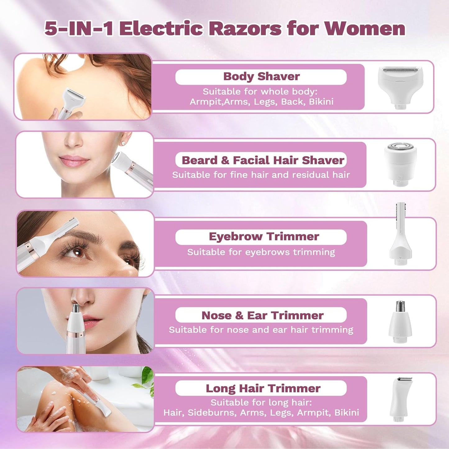 Maquinillas de afeitar eléctricas para mujer, recortadora de bikini...