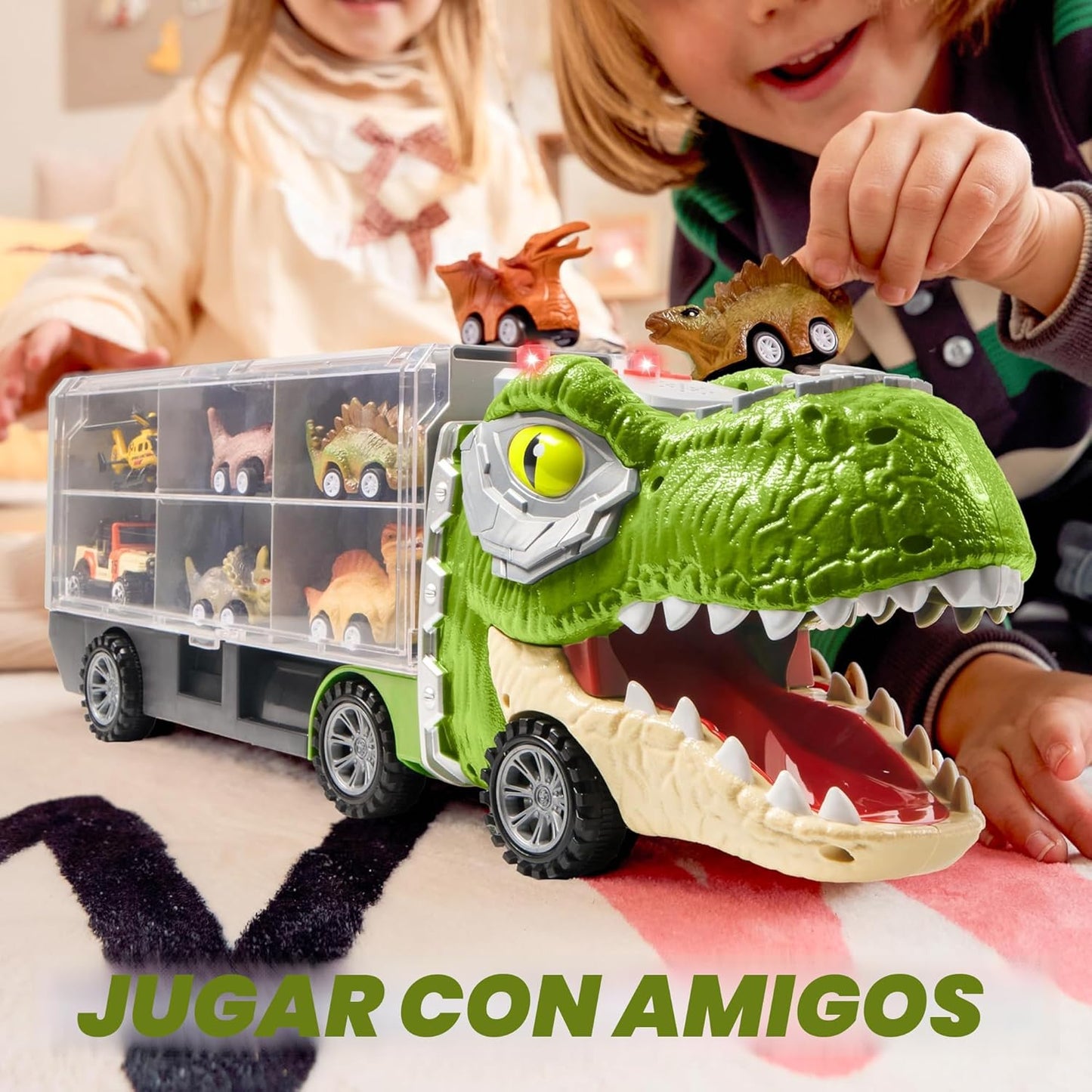JOYIN Juguetes de dinosaurio 13 en 1 para niños de 3 a 5 años, cami...