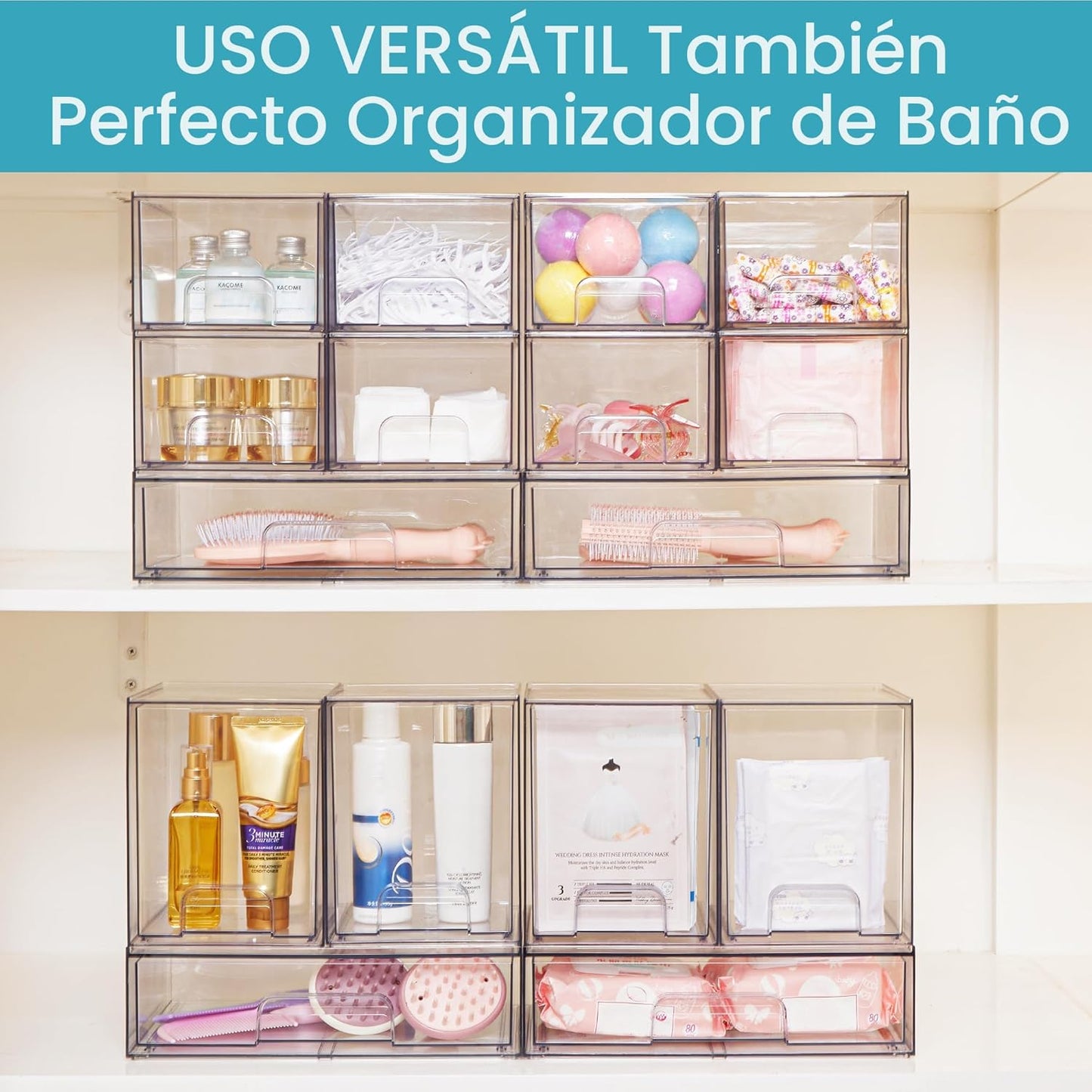 Vtopmart Cajones de almacenamiento apilables transparentes de 7.6 p...