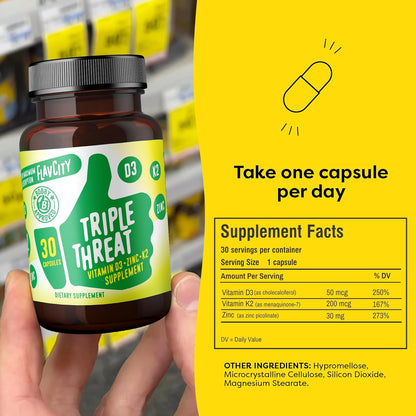 FlavCity Vitamina D3, K2 y Zinc - Suplemento Triple Amenaza - Apoyo...