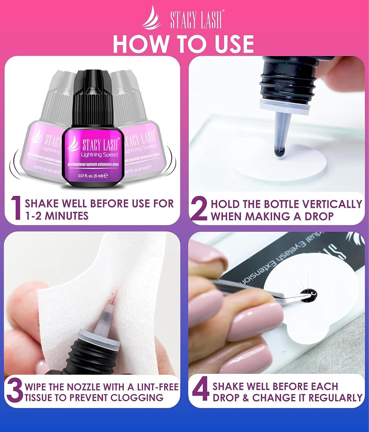 Pegamento para extensiones de pestañas Stacy Lash velocidad relámpa...