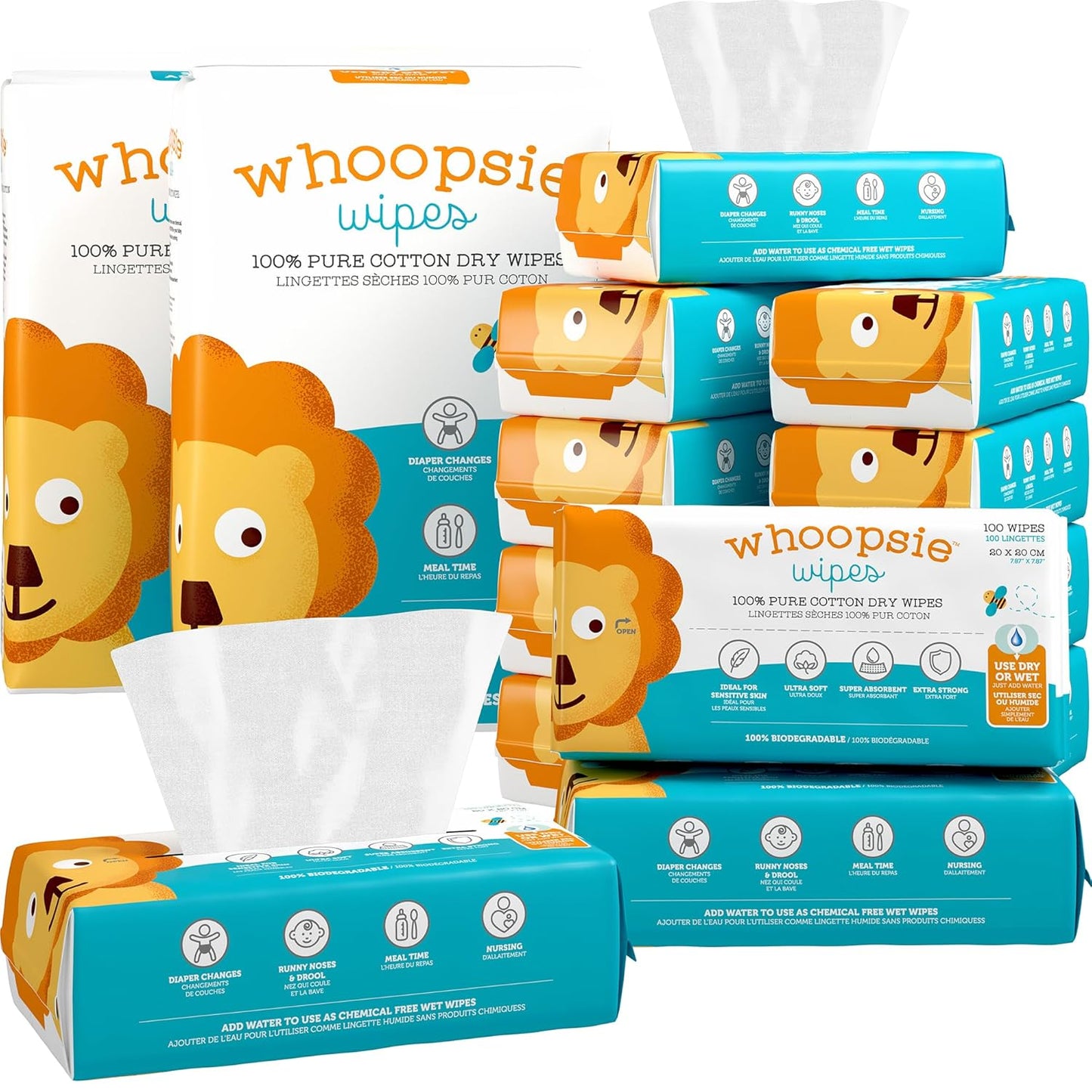 Whoopsie Wipes \u2013 Las Toallitas Secas Originales 100% Algodón P...