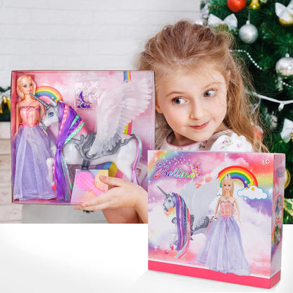 BETTINA Muñeca de unicornio y princesa que cambia de color, cambio...