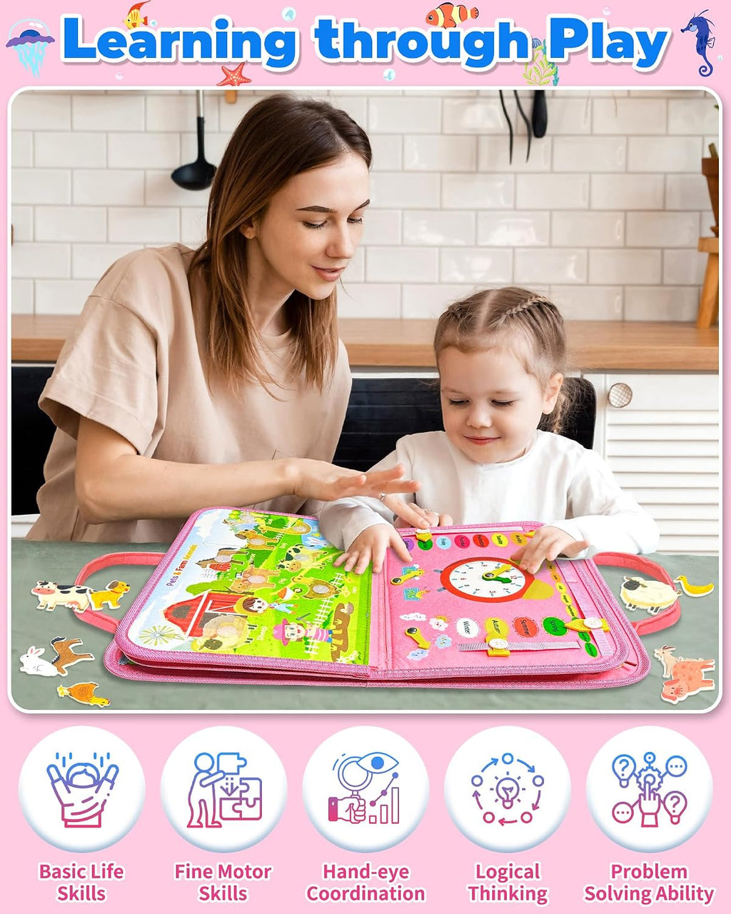 Gojmzo - Tablero de actividades Montessori, para niñas de 1, 2, 3 o...
