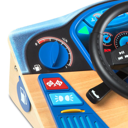 Melissa & Doug Vroom & Zoom, tablero interactivo de madera, volante de coche de carreras, luces y sonidos, juguetes de aprendizaje preescolar para niñas y niños mayores de 3 años - Certificado FSC