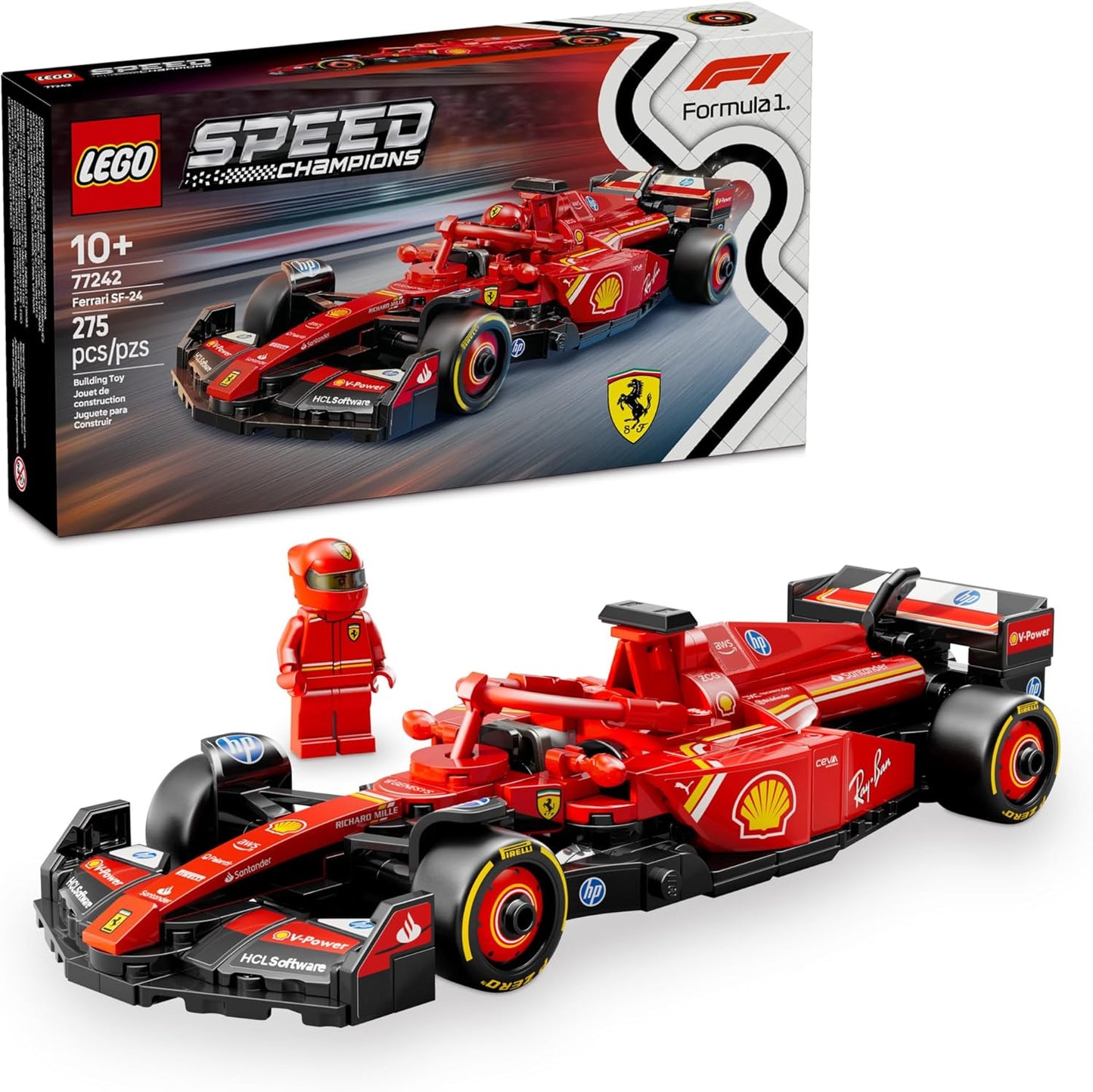 Conjuntos de construcción LEGO Speed Champions Ferrari SF-24 F1 - Juegos de construcción para niños, niños y niñas, a partir de 10 años - Kits de autos de modelo Ferrari F1 para exhibición o juego